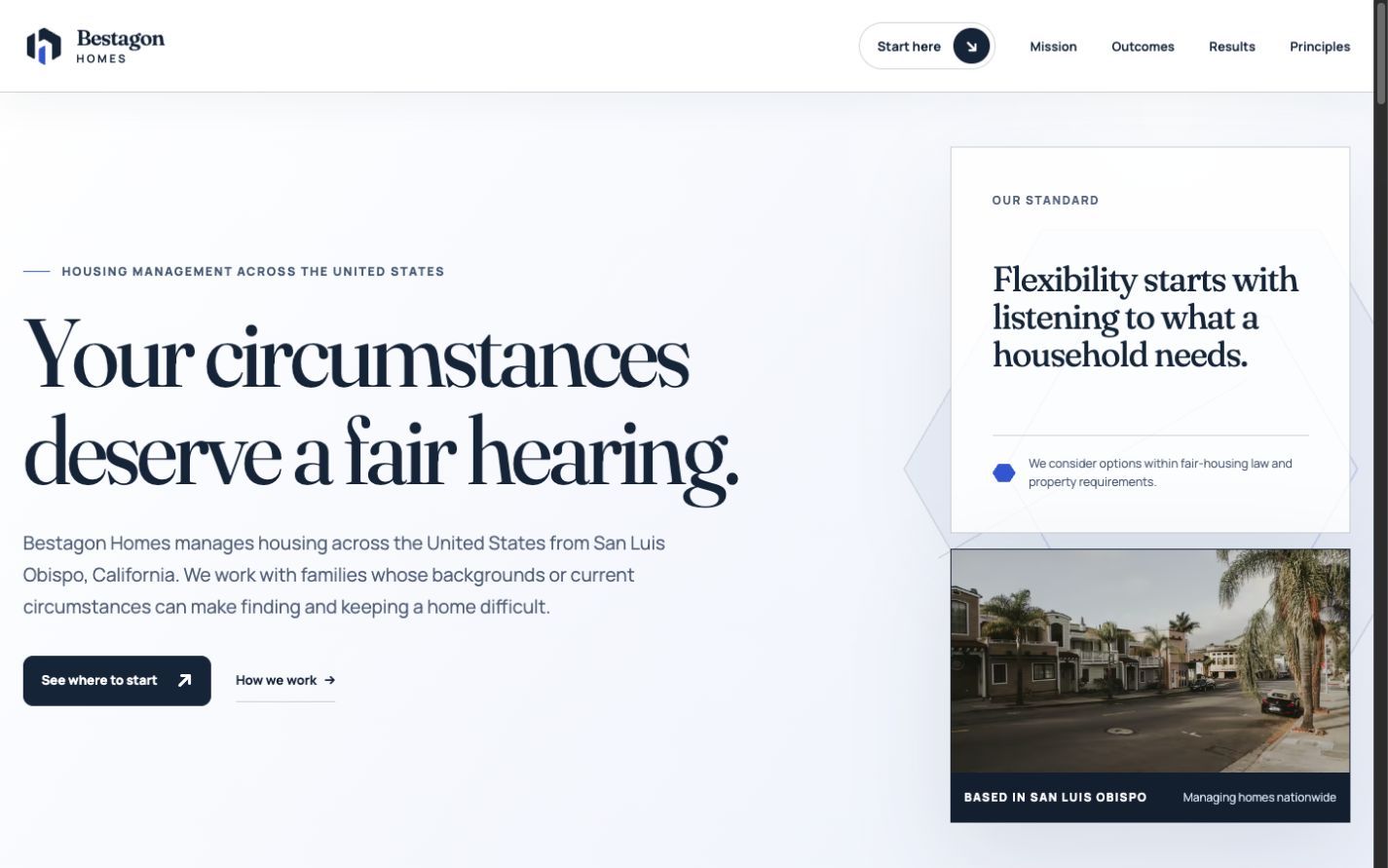 Bestagon Homes: Live client website