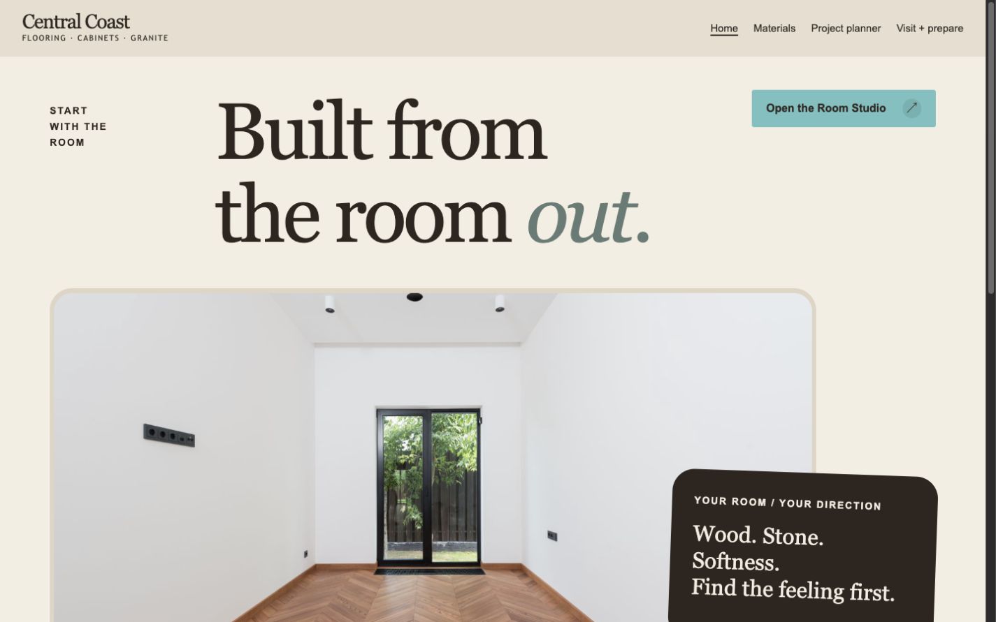 Central Coast Flooring, Cabinets and Granite concept website homepage
