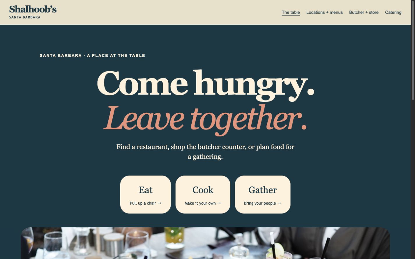 Shalhoob’s concept website homepage
